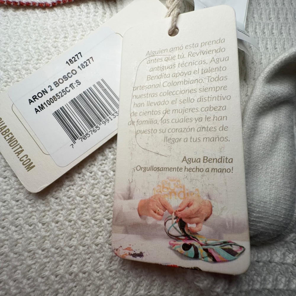 Agua Bendita Polo Shirt Men S White Cotton Knit Miami Hand Made Tulum luxury NWT - Picture 9 of 13